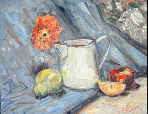 "Still-life with White Pitcher" by Nancy Shippen Livengood