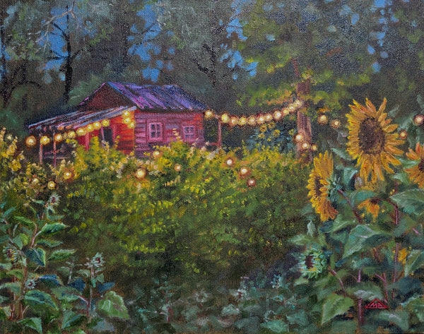 "Little Red Shed and Sunflowers" by Maryia Arlova
